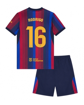 Billige Fotballdrakt Barcelona Rodri Hernandez #16 Replika Hjemmedraktsett Barn 2026-27 Kortermet (med bukser)